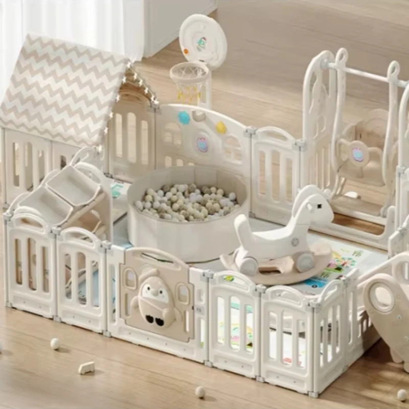 

Складной игровой комплекс для дома: горка, качели, домик, пластиковый манеж-ограждение для малышей