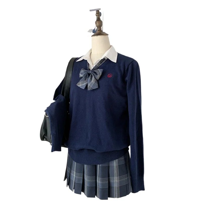 Original Uniform Stickerei Einfarbig Pullover Schuluniform Japanische Hundert College Stil Strickwaren Herbst und Winter Weibliche