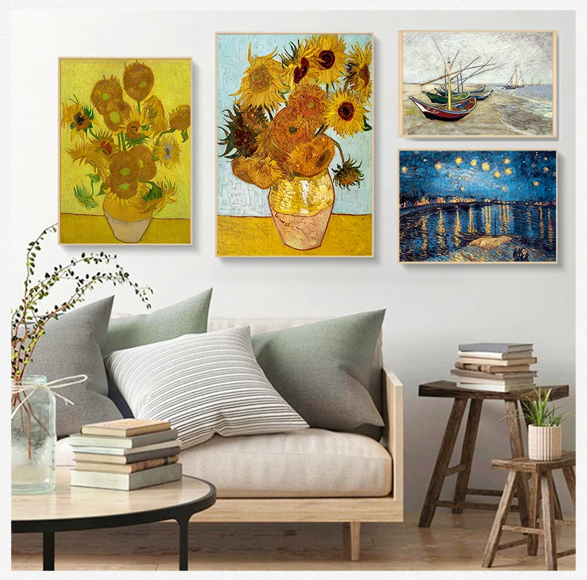 A4 A3 A2 Canvas Art Print Poster Picture Wall House Decoration Murals  Van Gogh Oil Painting Works Sunflower Apricot Abstract