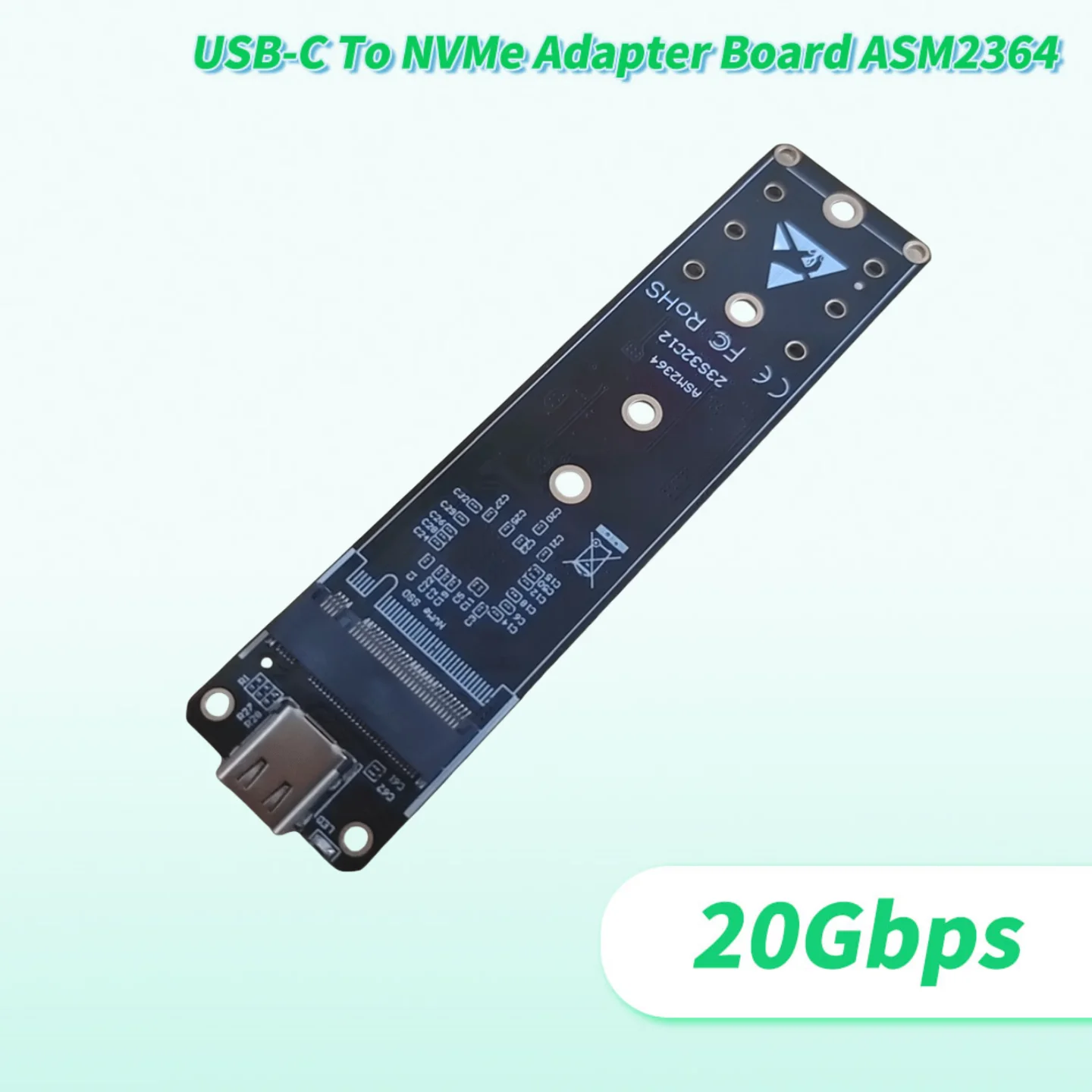 2025 NEW ASM2364 USB To PCIe High-speed 20Gbps External Hard Disk Adapter Board, Original IC Chip Demo Board
