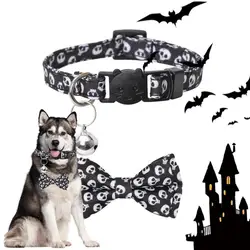 Halloween Dog Collar Spooky Pumpkin Spider BowTie Collars For Pets Dogs Apparel Accessories For Photography Wedding Home Walking