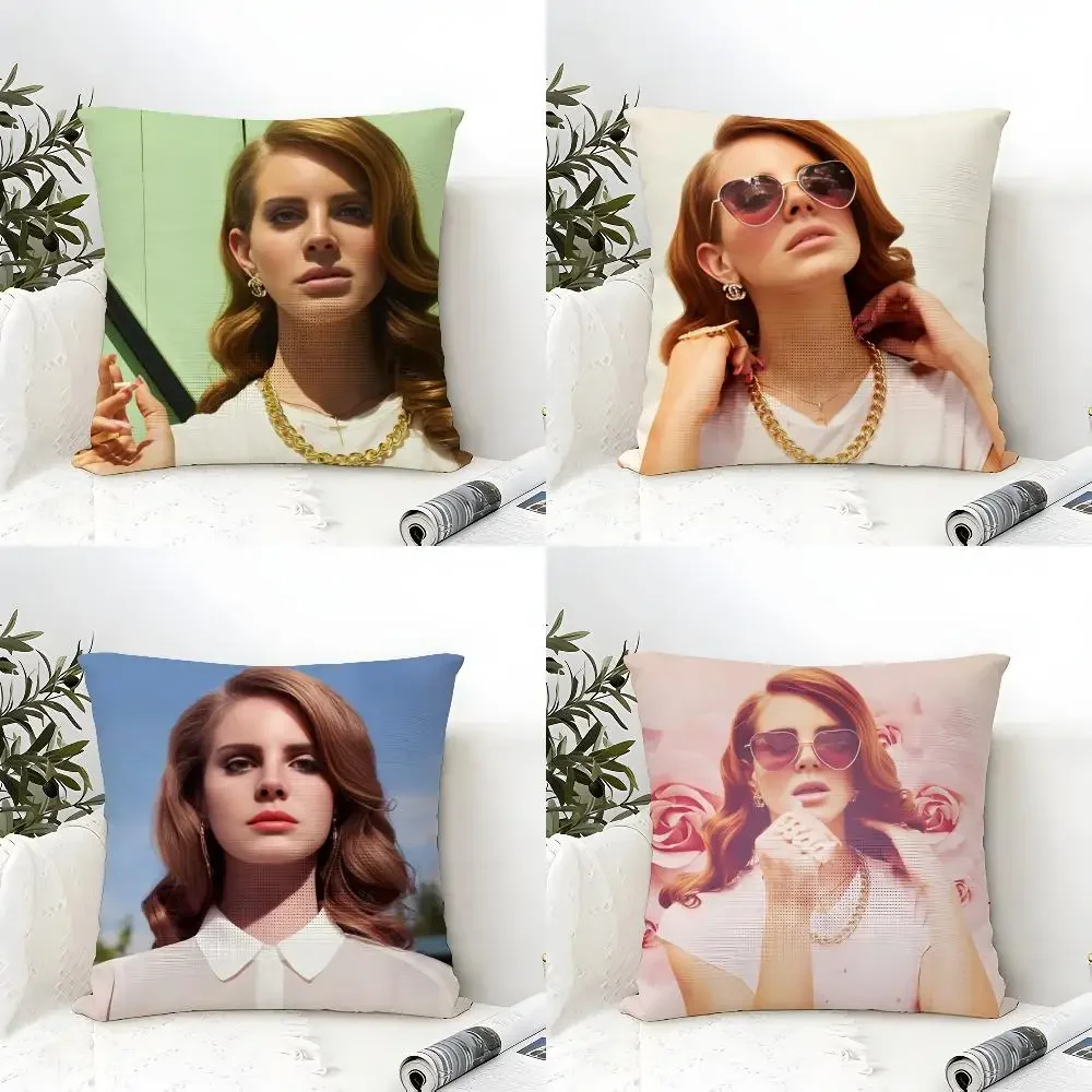 L-Lana Del R-Reys Singer Cushion Cover Eco Linen Pillow Case Double-Sided Print Breathable Durable Zipper Home Decor Gift