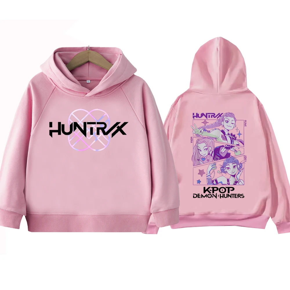 Kpop Demon Hunter infantil com capuz Harajuku Hip Hop pulôver tops moletom presente