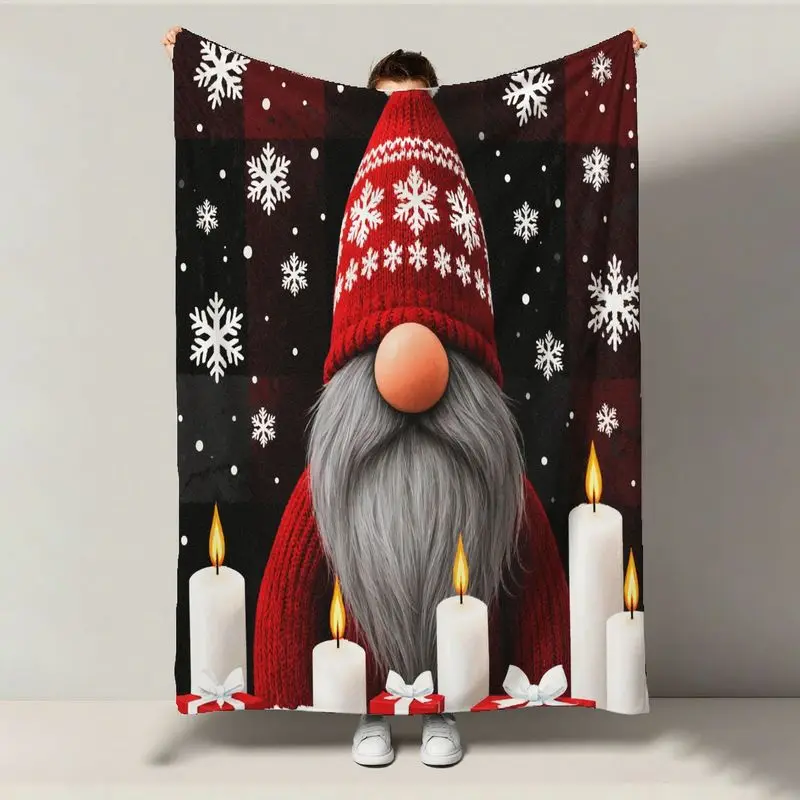 

Santa & Snowflake Flannel Blanket - Ultra-Soft | Warm Companion for Winter, Perfect Christmas Gift