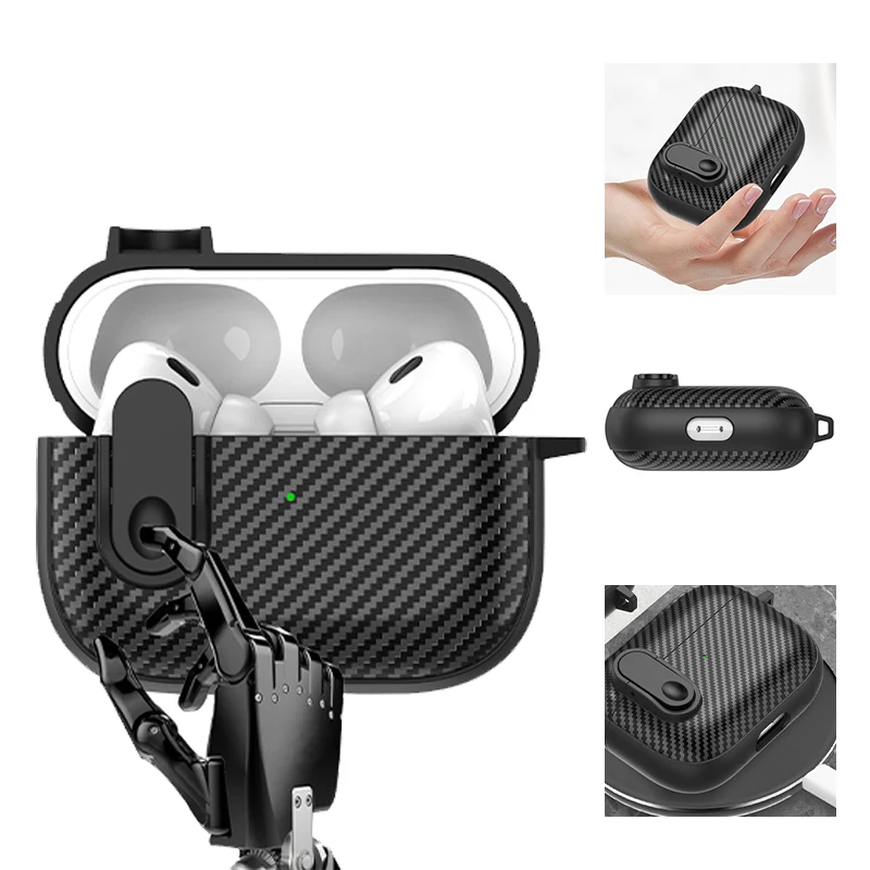 Für airpods pro 2 fall schalter abdeckung mit schnallen abdeckung tpu pc schutz abdeckung für
