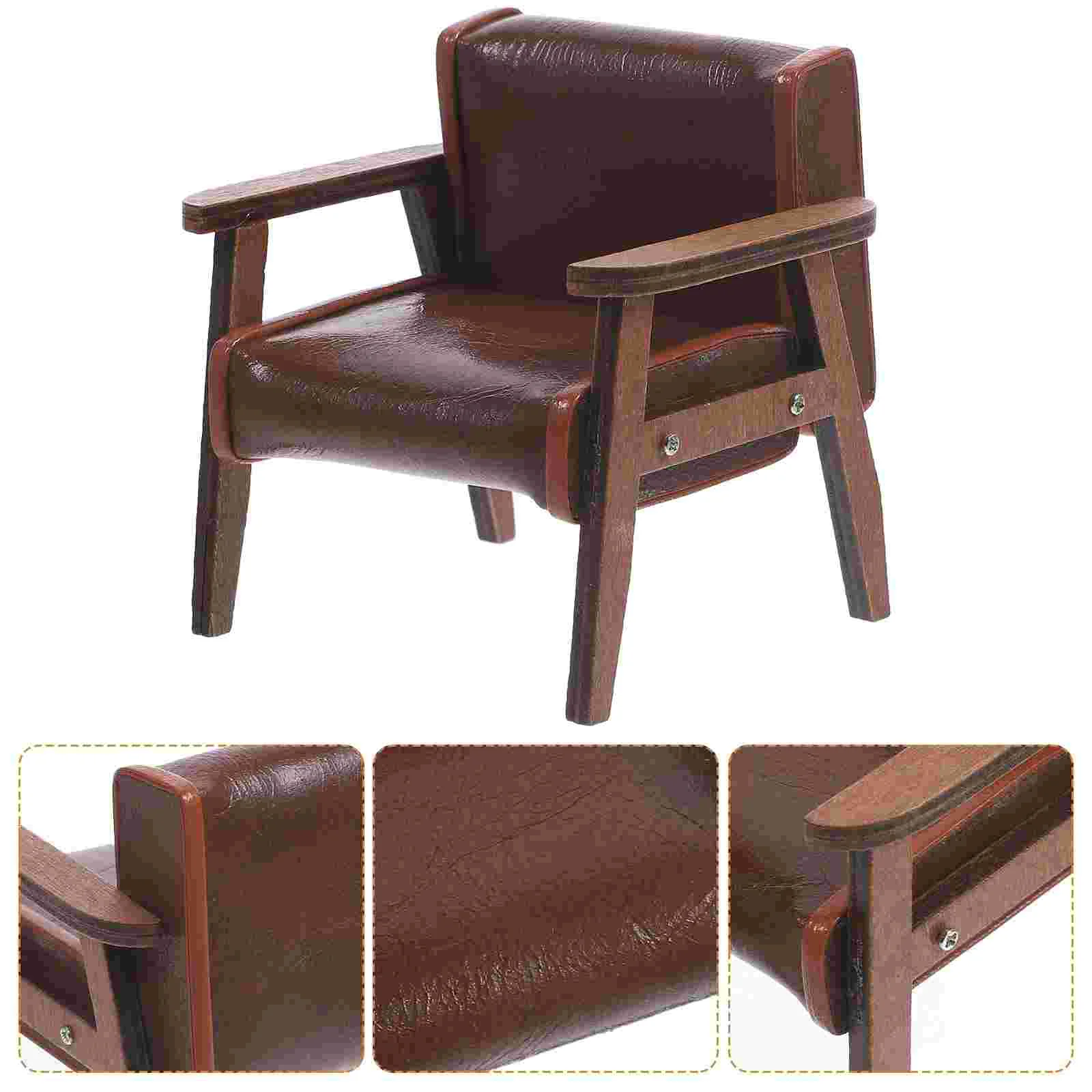 Miniature Furniture Chair Retro Decor House Decoration Vintage Couchs Light Brown