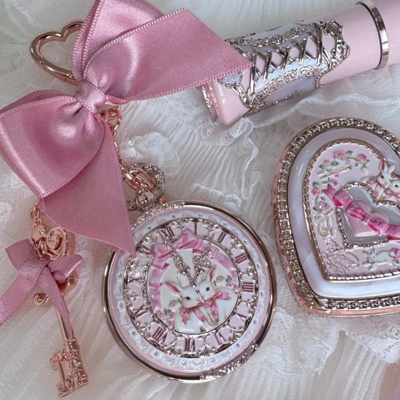 Flower Knows Bunny Garden Lip Balm Pendant with Hyaluronic Acid Blend Cute Clock Anti Crack Lipstick Care Makuep