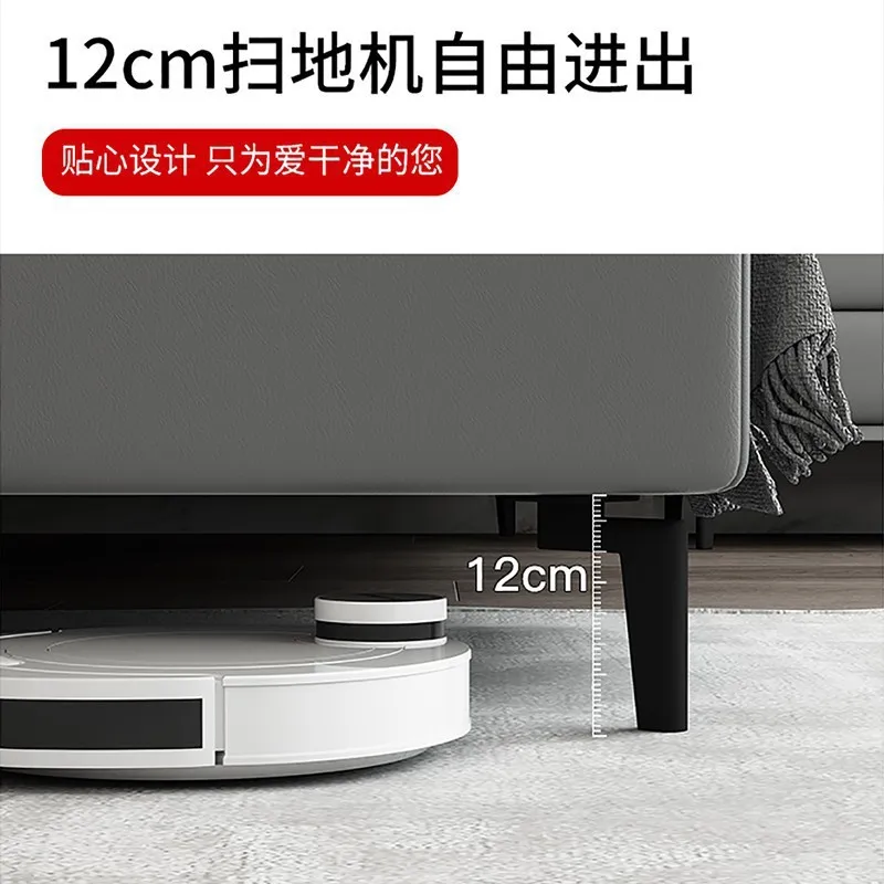 نورديك، فاخر خفيف، طاولة بجانب السرير، جلد، خشب متين، بسيط، حديث، رمادي، تخزين غرفة النوم