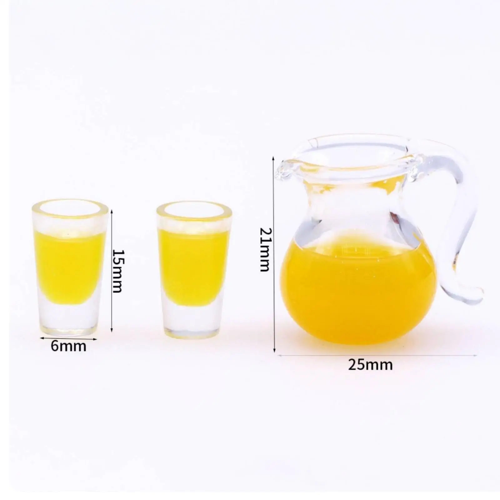 2x3 Pieces Dollhouse Drink Set with Two Glasses Transparent Miniature Food Scene Beverage Prop Set Authentic for Diorama