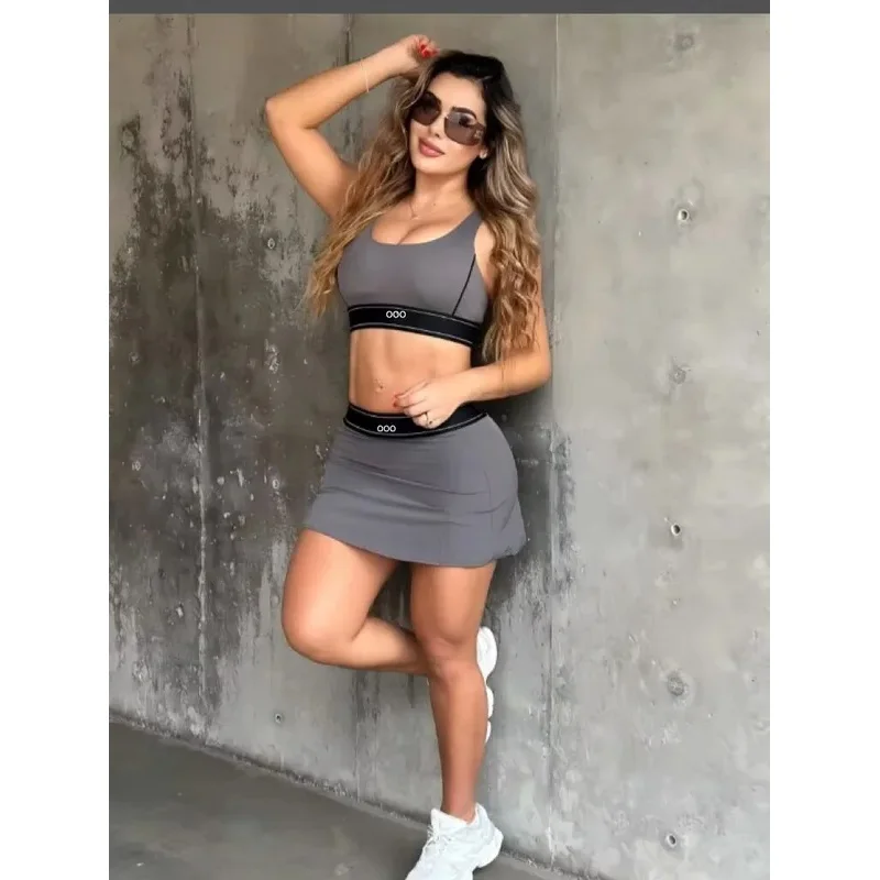 Summer design three-color tight-fitting tank top and short skirt set