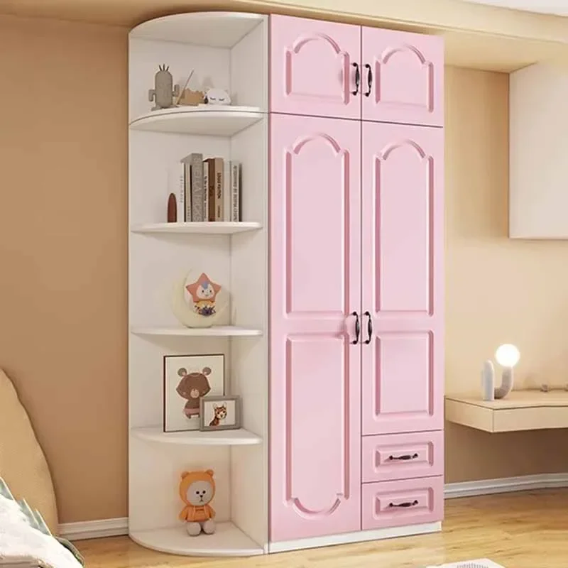 

Pink Two Door Wardrobe Clothing Organizer Korean Style Wooden Wardrobe Summer Heavy Duty Schlafzimmer Schrank Furniture