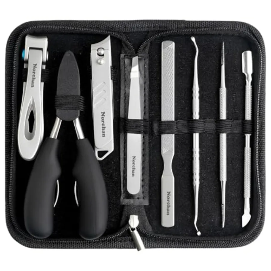 

Nail Clippers Kit, 8-Piece Stainless Steel Toenail and Fingernail Clipper with Nail File and Cleaner, Precision Sharp Blade for