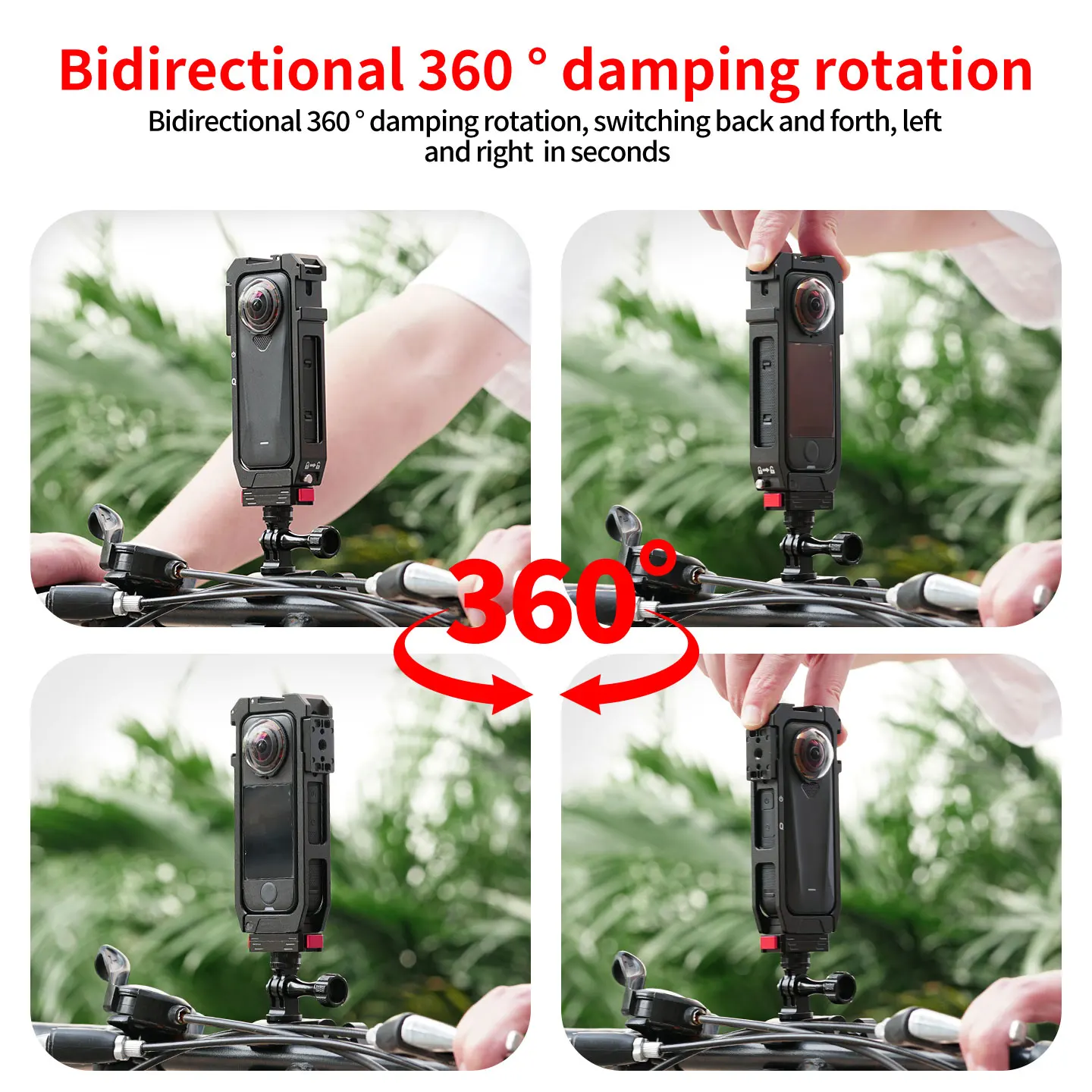 Kamerakäfig für Insta360 X4 Air 360 Kamera, drehbarer Stativadapter, Cold Shoe Halterung, Erweiterung, Lichthalterung, Selfie Stick Halterung – Detail 19