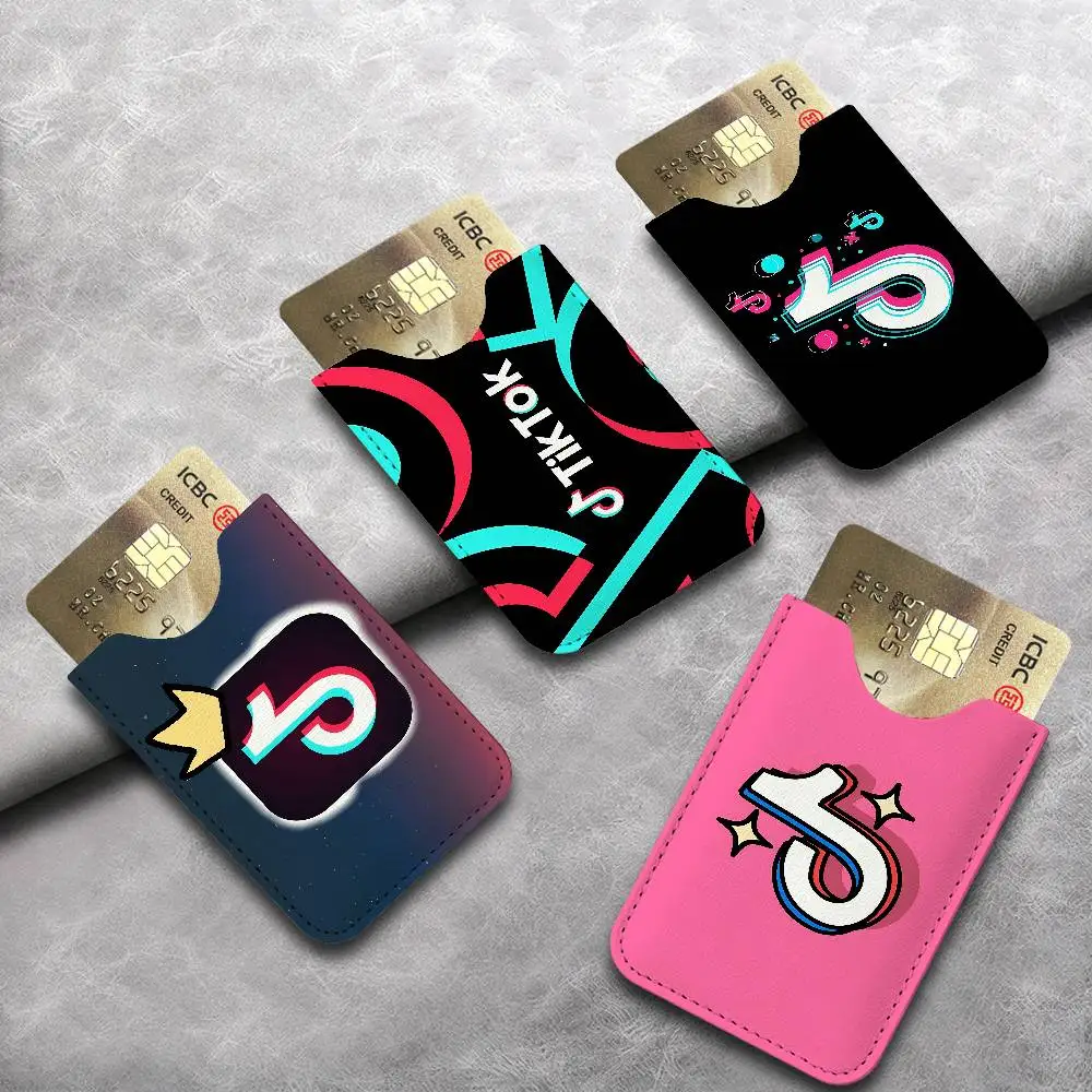 T-TikToks Logo PU Leather Cardholder Ultra Slim Credit ID Card Organizer Lightweight Business Card Holder