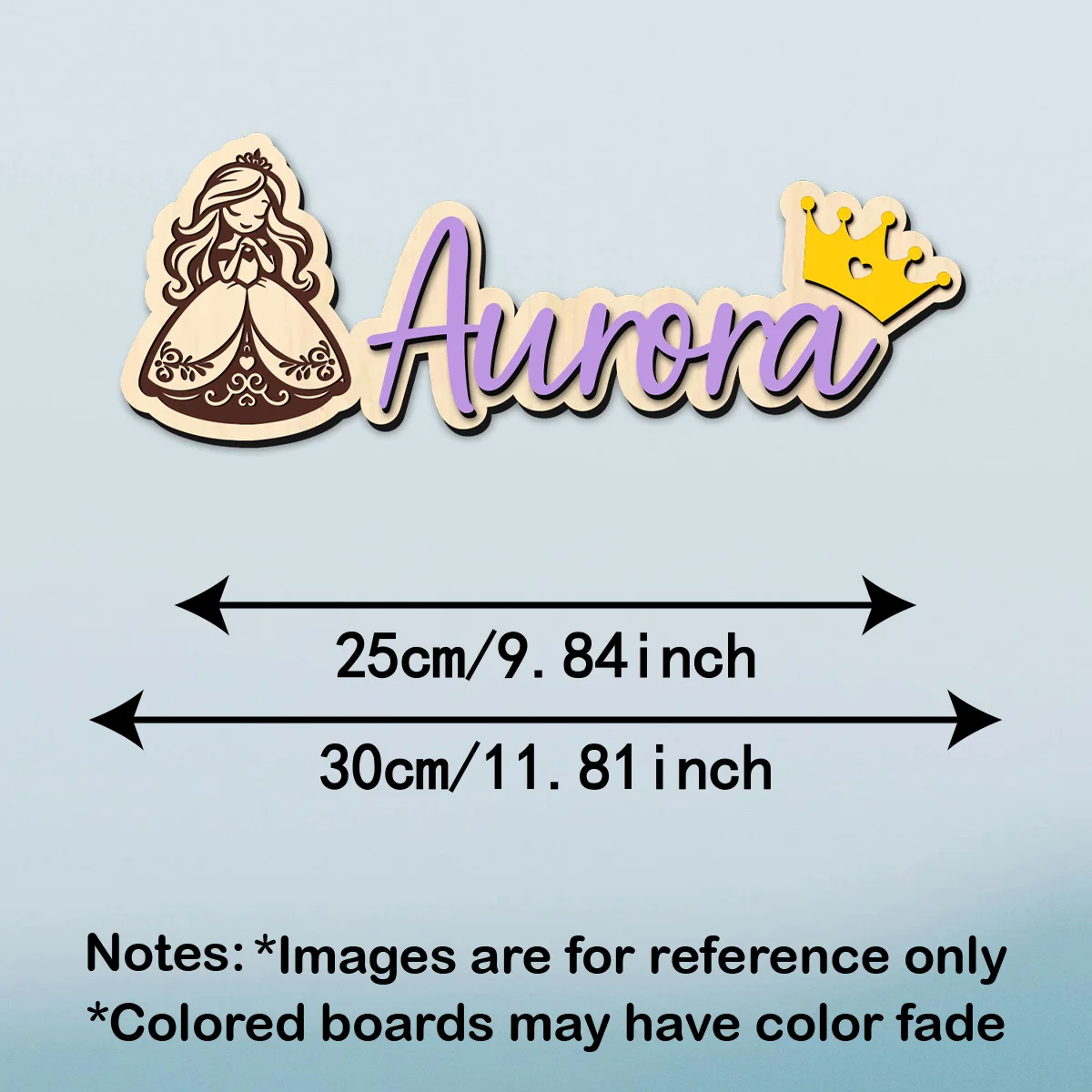 1pc wooden surname nameplate for children's room, custom content, cute cartoon princess pattern, multi scene decoration gift view 6