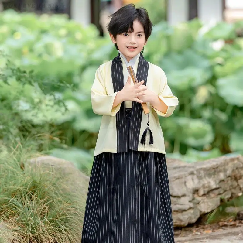 أزياء كيمونو يابانية تقليدية للأطفال ملابس الساموراي للأولاد سترة كيمونو مجموعات ملابس أداء مرحلة الأطفال #4