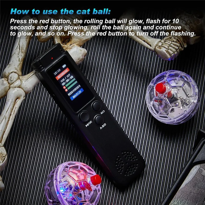

N11R 5Piece Kit 64 GB Digital Voice Recorder With 4 LED Cat Ball Motion Activated Cat Ball Toy Voice Activated Voice Recorder