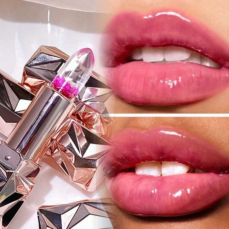 Flowers Temperature Color Changing Lipstick Waterproof Lasting Moisturizing Jelly Easy Coloring Lip Balm Lips Care Makeup