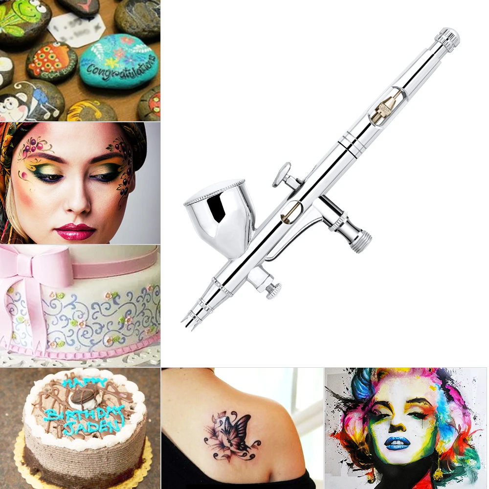 Nasedal Dual-action 0.2mm/0.3mm/0.5mm 9cc Airbrush Paint Nail Spray Gun Makeup Air Brush Paint Set Face Tattoo Art DIY Tool
