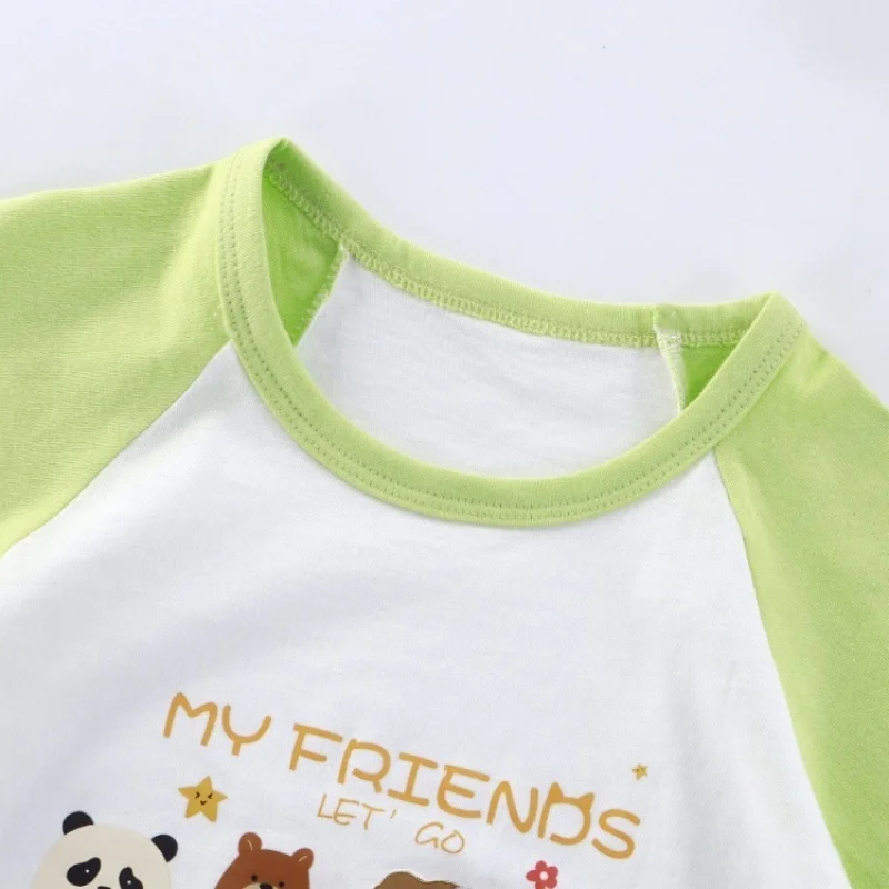 Summer Cotton T-shirt+Shorts 2-Piece Pajamas Set Kids Baby Boys Girls Cartoon Printing Tracksuit Casual Clothes Suit 1-6 Years