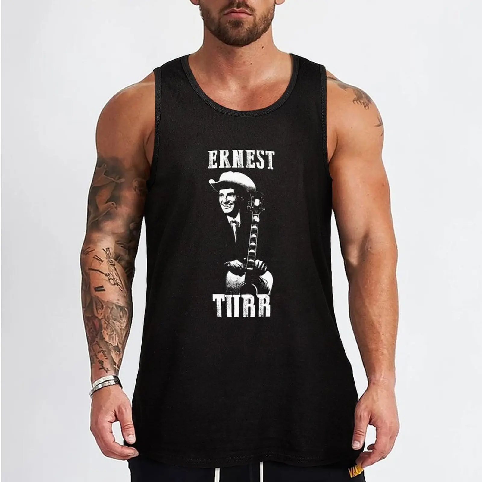 Ernest Tubb - The White Stencil-1 Tank Top Vests gym t-shirts man gym for men