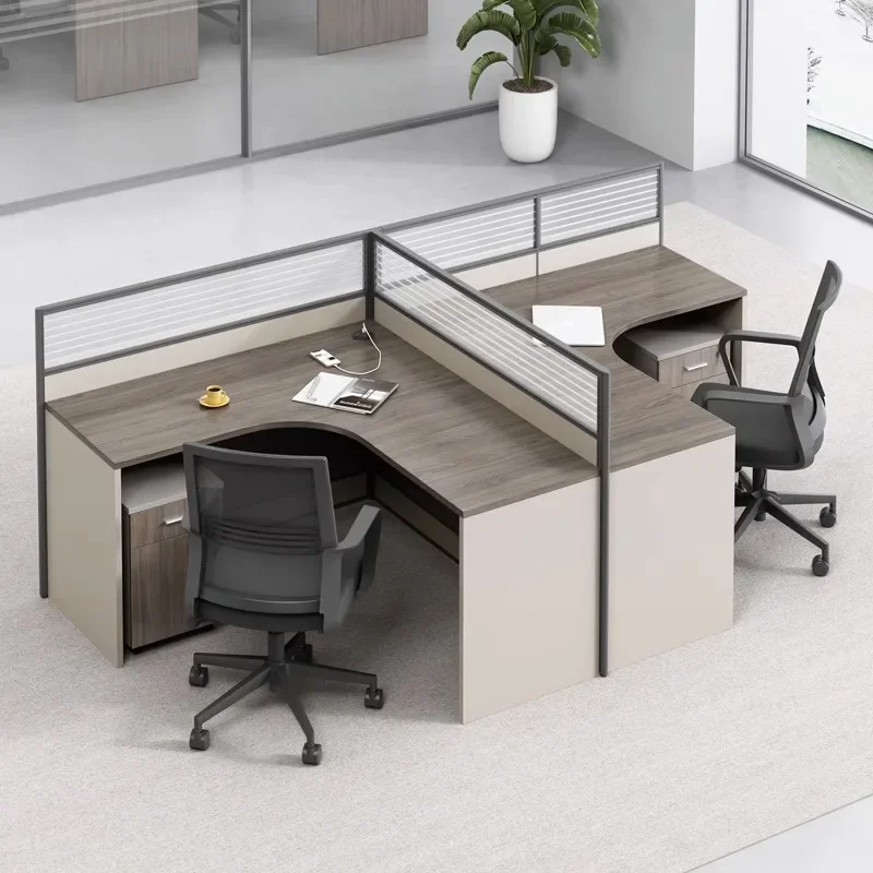 office table and chair combination, simple and modern staff partition computer desk, office staff station table for 6 people