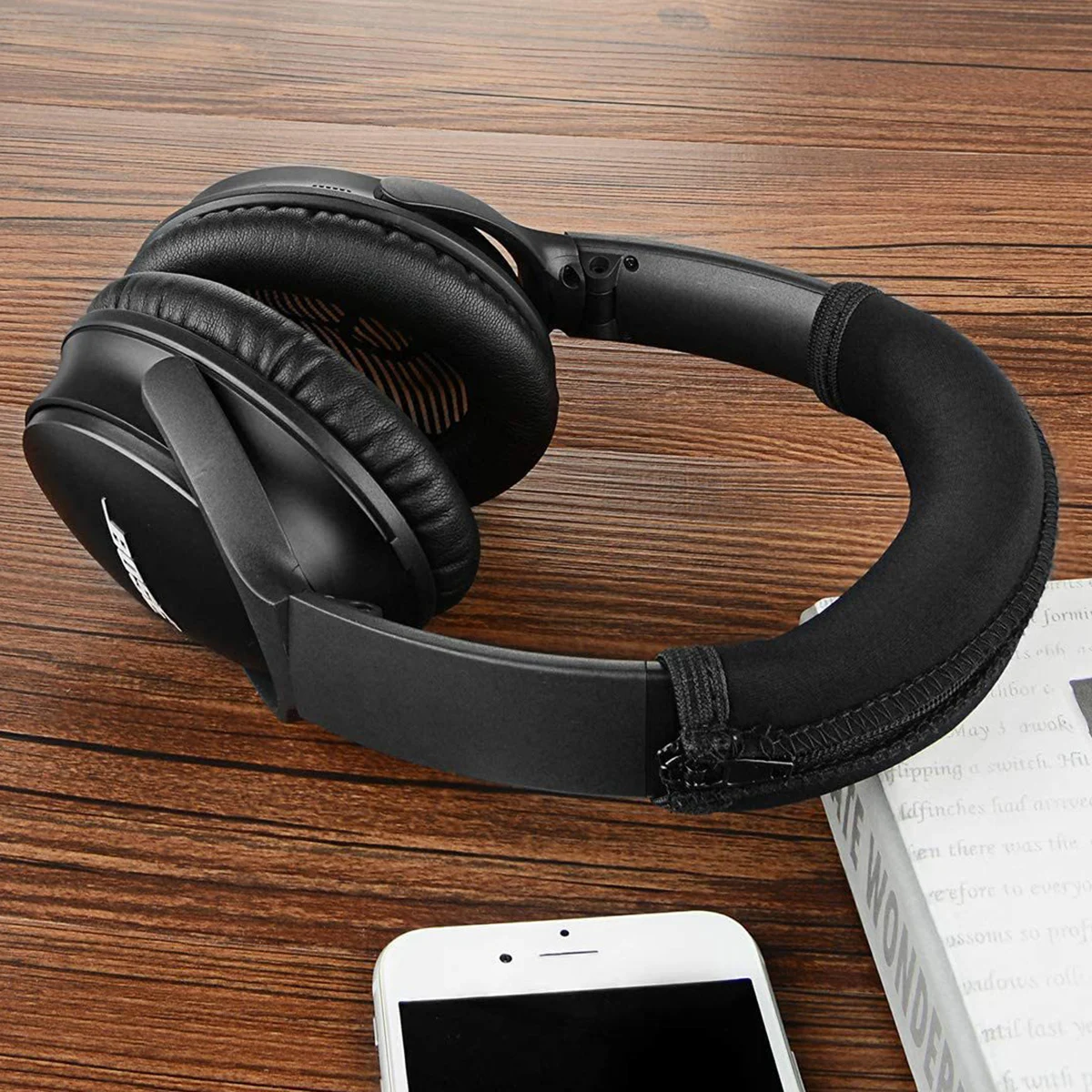 

Headphone Headband Cover Black Cushion Replace Headphone Headband Cover Protector QC15 5 Extend Life Zipper