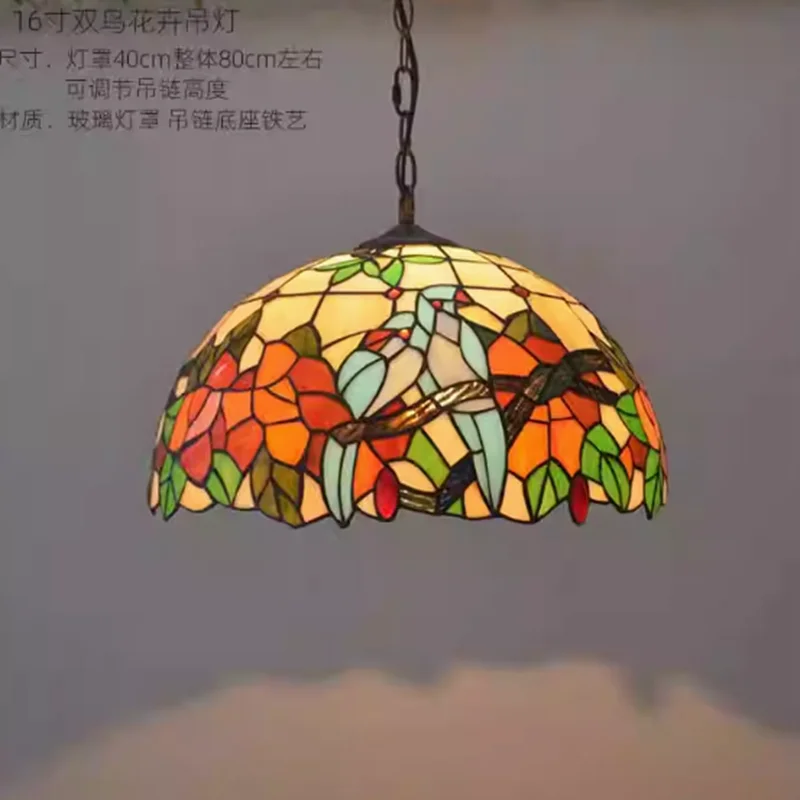 

40cm Home decor Nordic chandelier vintage ceiling light stained glass bar restaurant pendant lamp bedroom balcony garden lustres