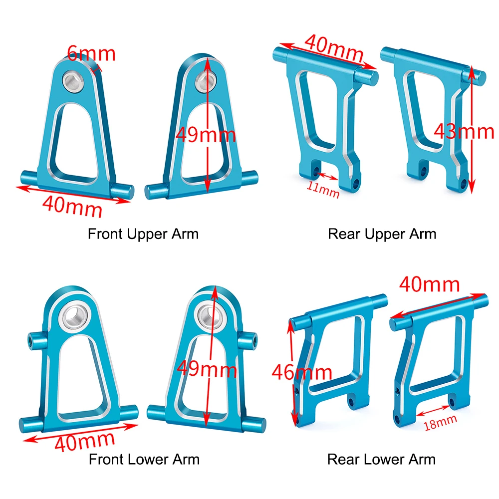 AXSPEED Auminum Alloy Front Rear Upper Lower Suspension Arms for Tamiya TT01 1/10 RC Drift Car Upgrades Parts