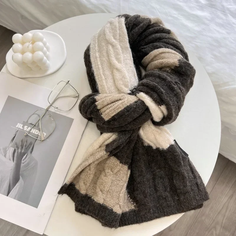 High Quality Classic Wool Solid Scarf Men Women Winter Autumn Knitted Thick Warm Soft Muffler Male Female Korean Version Scarf