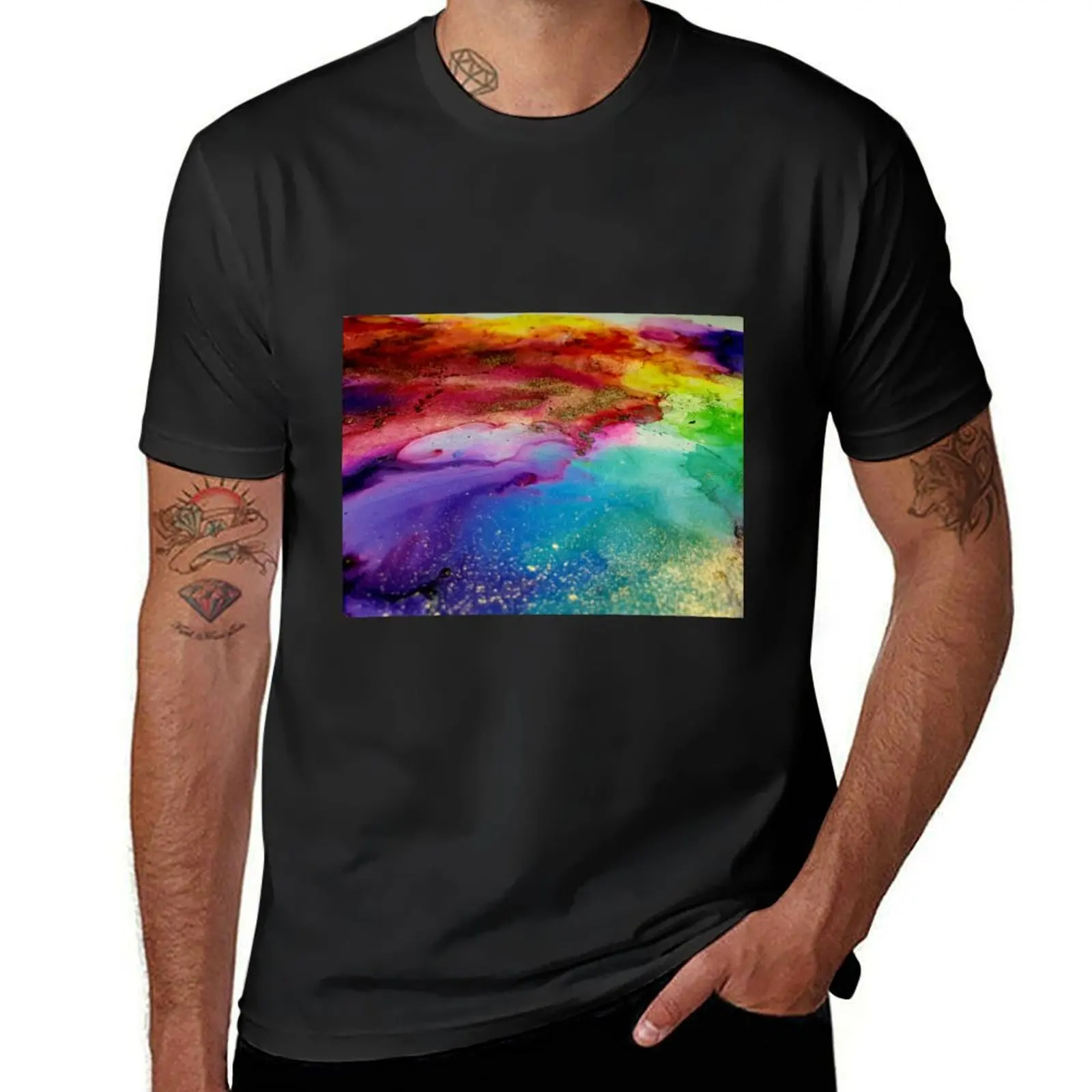 

Rainbow T-Shirt korean fashion boys whites plain t shirt men