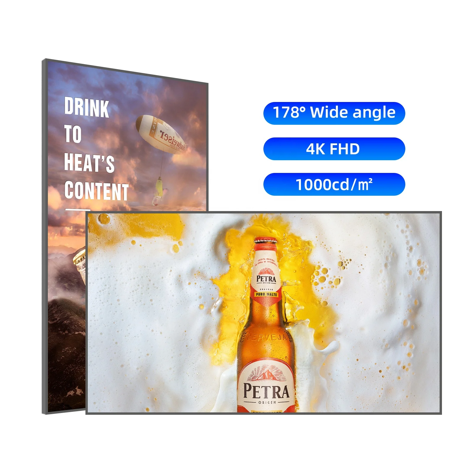 

55-дюймовый вертикальный настенный рекламный ЖК-дисплей для розничных магазинов с высокой яркостью, разрешением 4K и ультратонким корпусом на базе Android