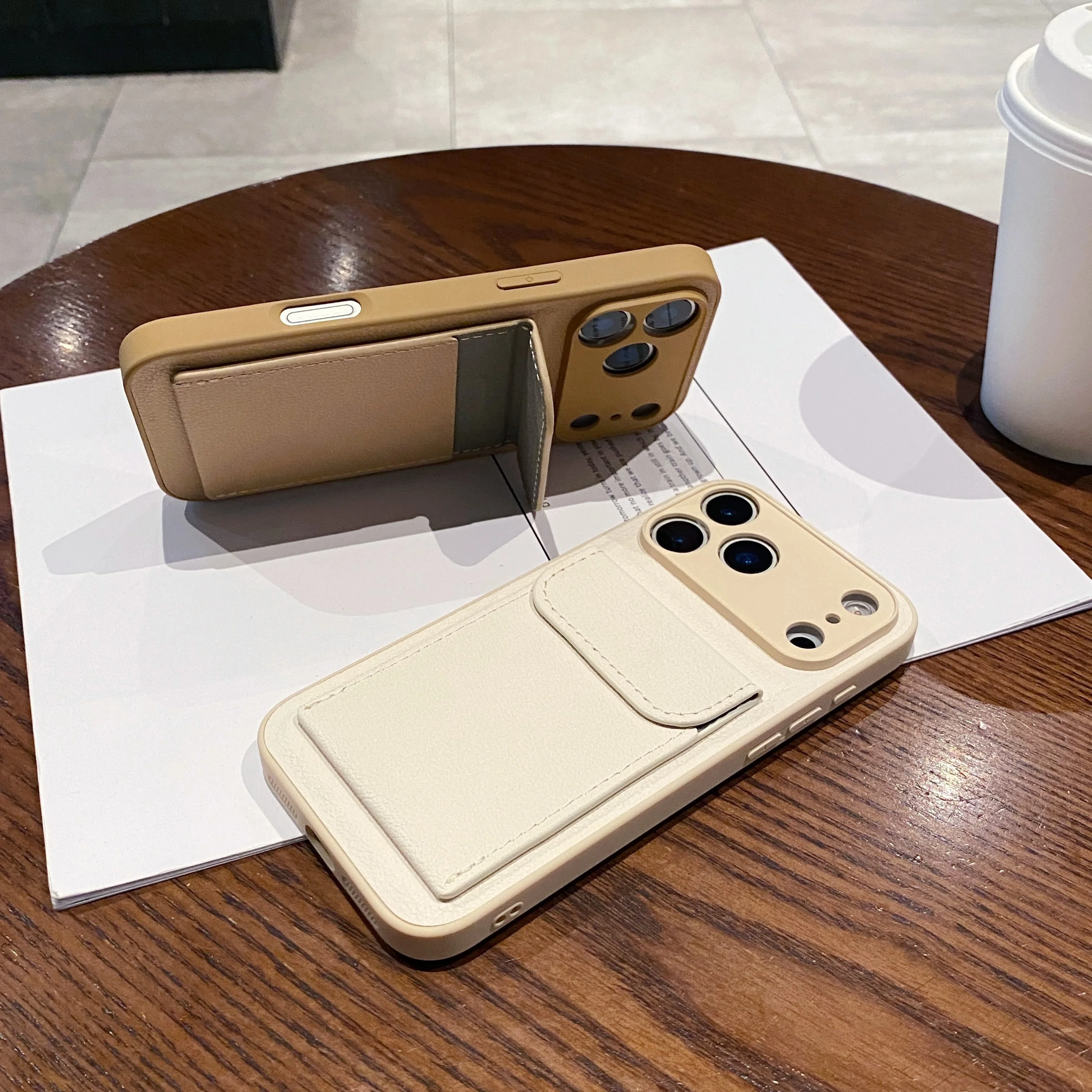 فاخر ريترو فتحة للبطاقات جيب محفظة حافظة للبطاقات حامل جراب هاتف مناسب آيفون 17 اير برو ماكس غطاء خلفي جلدي مقاوم للصدمات