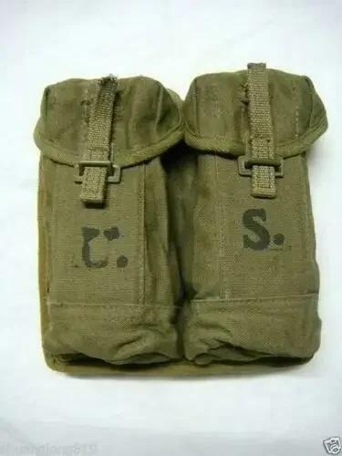 . SURPLUS US ARMY MILITARY STYLE TWO CELLS CANVAS MAGAZINE POUCH ARMY COLLECTIBLES MILITARY