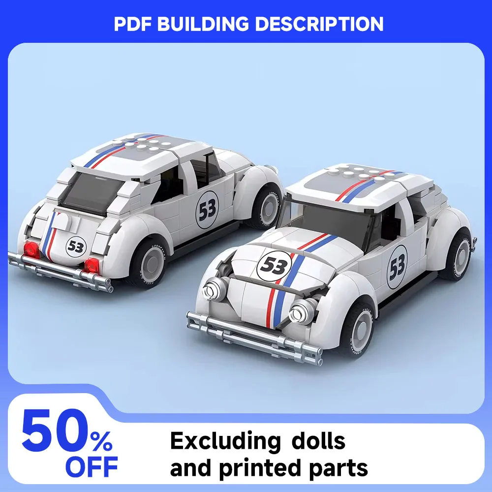 Vitesse MOC ​ ​ Série Herbie édition coccinelle voiture de sport modèle blocs de construction technologie bricolage assemblage enfants garçon jouet coffret cadeau