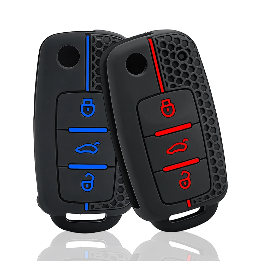 Silicone Car Key Fob Case Cover for Volkswagen Sagitar/Polo/Golf/Bora/Tiguan/TOUAREG/Phaeton/SEAT/Skoda Key Fob Cover