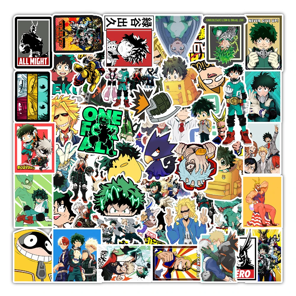 10/30/50/100 Stück Japanische Anime My Hero Academia Graffiti-Aufkleber Coole Abziehbilder Schreibwaren Gepäck Handy Cartoon Wasserdichte Aufkleber