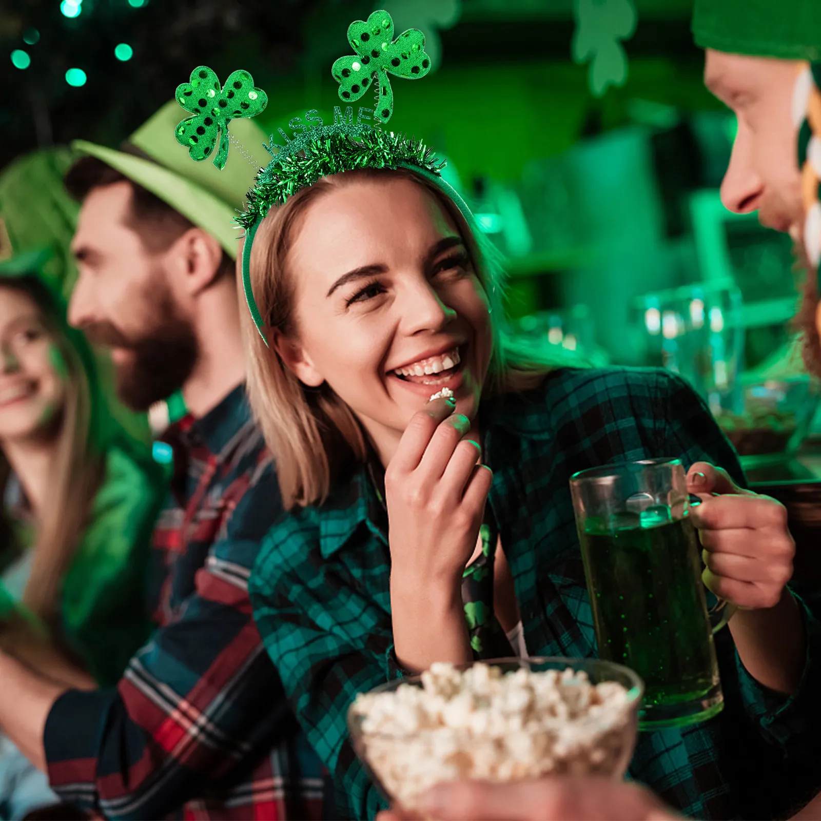 

2pcs Irish Headb Clover Hair Hoops Green Headdress Party Accessories Women St Patrick Day Photos Props Festive Comfortable