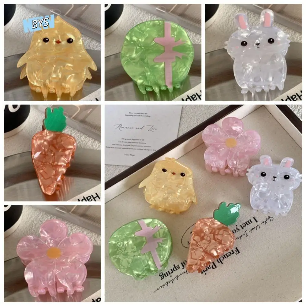 

Cute Rabbit Flower Hair Claw Carrot Acetic Acid Acetate Shark Clip Korean Style Hair Clip Small Hair Clip Girl