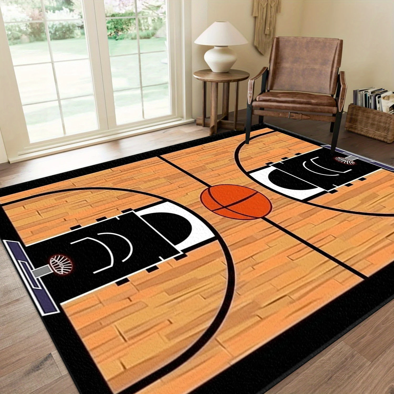 Basketball Court Pattern Area Rug Non‑Slip Floor Mat for Boys Bedroom Living Room Home Decor Carpet view 5