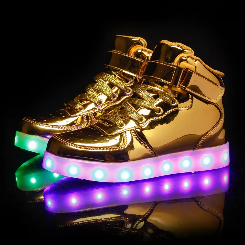 Zapatos con luz LED para niños, calzado con Velcro, carga USB, para niños pequeños y grandes