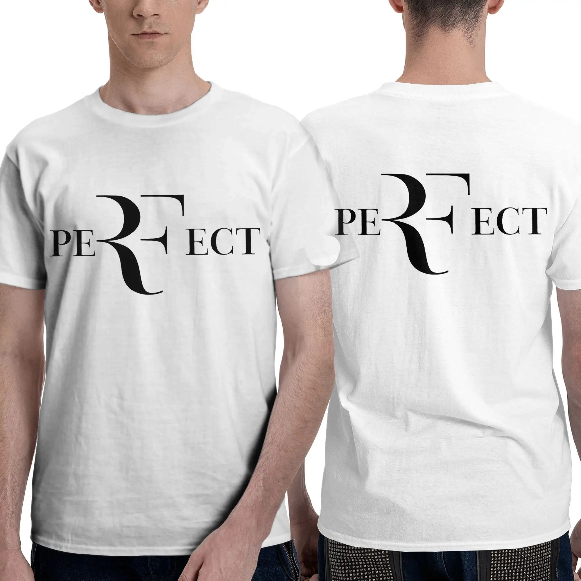 Roger Federer Men T-Shirt Double Sided Plus Size T Shirts Men's O-Neck Cotton Tees Short Summer Male