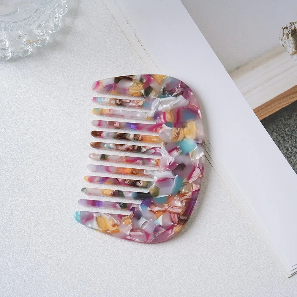 Gifts Marble Pattern Hair Comb Cellulose Acetate Anti-Static Acetate Comb Marbled Ergonomic Pocket Comb Travel Hair Care