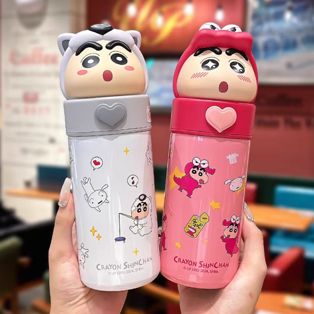 

Genuine Anime Crayon Shin-Chan Stainless Steel Insulation Cup Kawaii 350Ml Cartoon Thermos Mug Students Portable Water Bottle