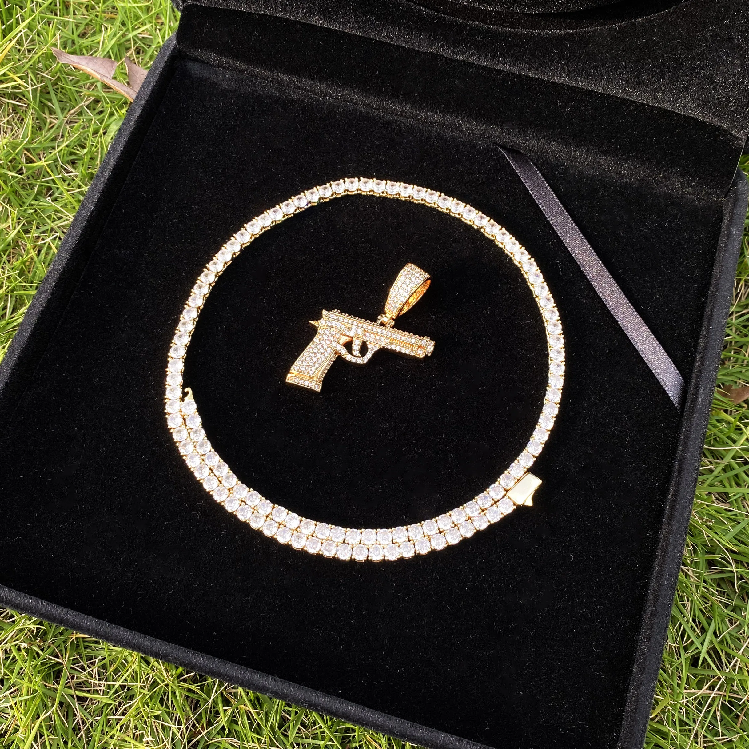 Aokaishen Iced Out ปืนสร้อยคอจ - Street Fashion Culture บทวิจารณ์และราคา