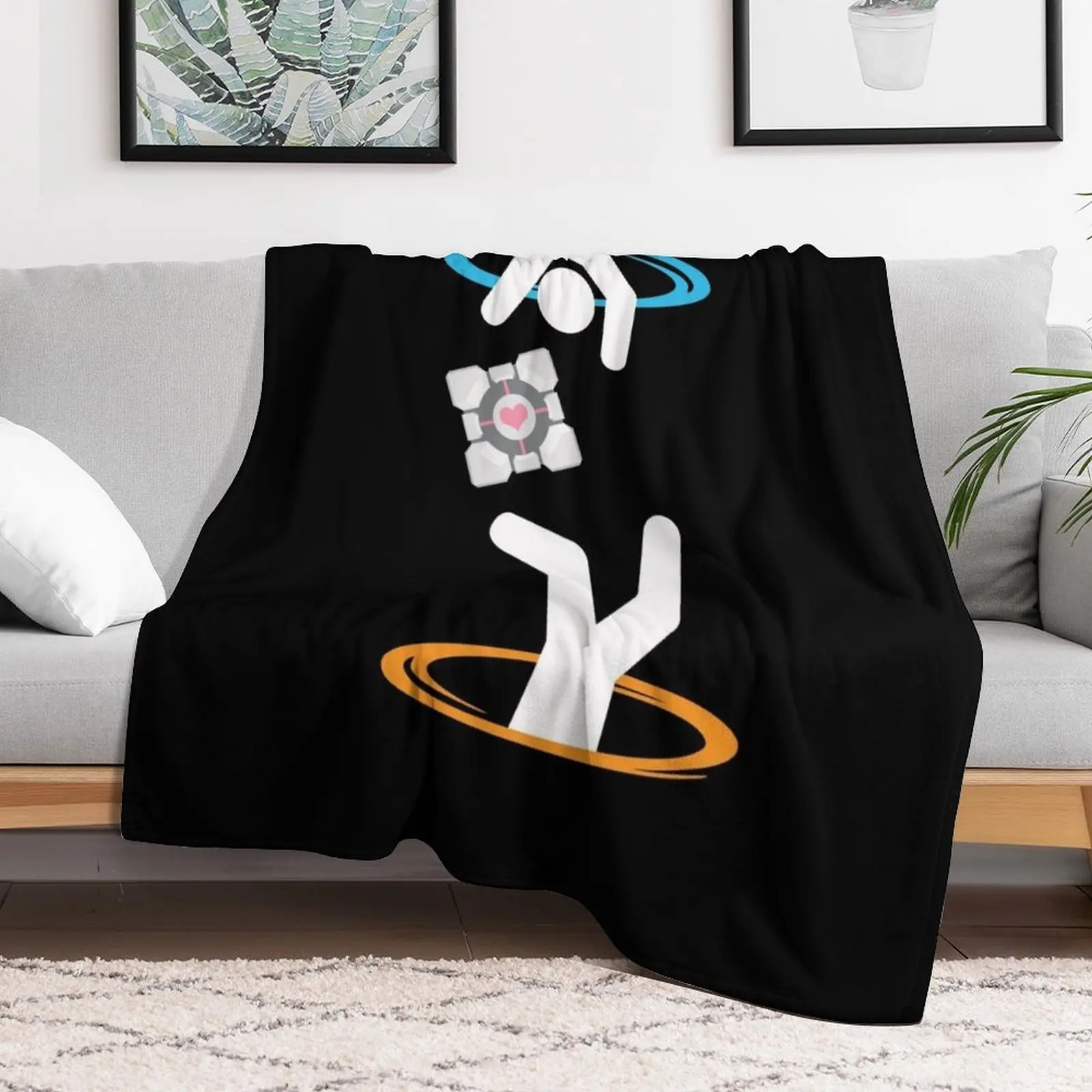 Don't Lose The Companion Cube (Transparent) | Portal Throw Blanket Comforter For Decorative Sofa Blankets