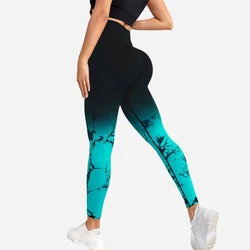 Leggings senza cuciture pantaloni da Yoga donna Push Up sport Fitness Joggings gradiente vita alta allenamento in palestra Scrunch Butt Leggings da corsa