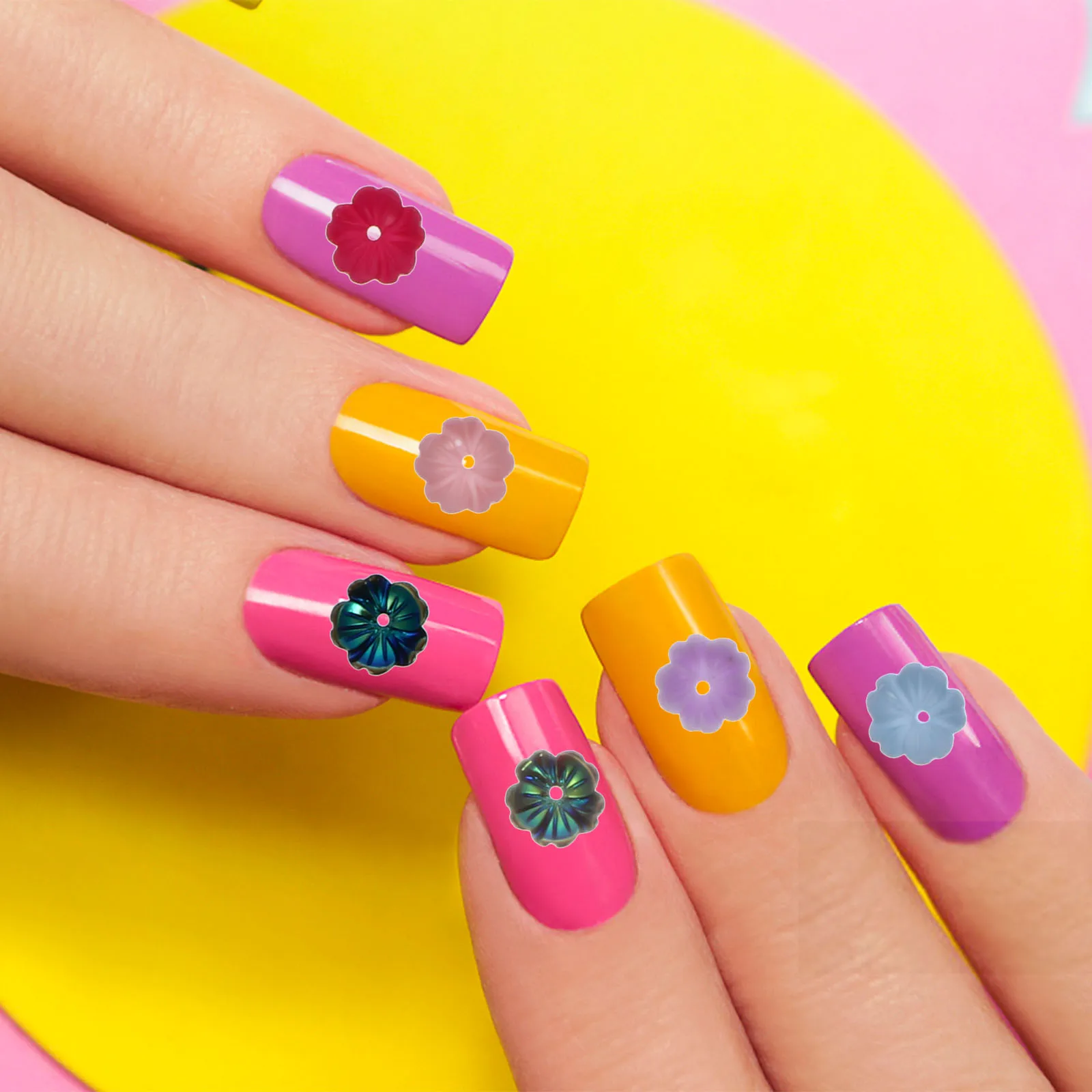 

Bright Color Flower Nail Art Stickers Butterfly Style Manicure Decorations For Real Artificial Nails Easy Storage Diy