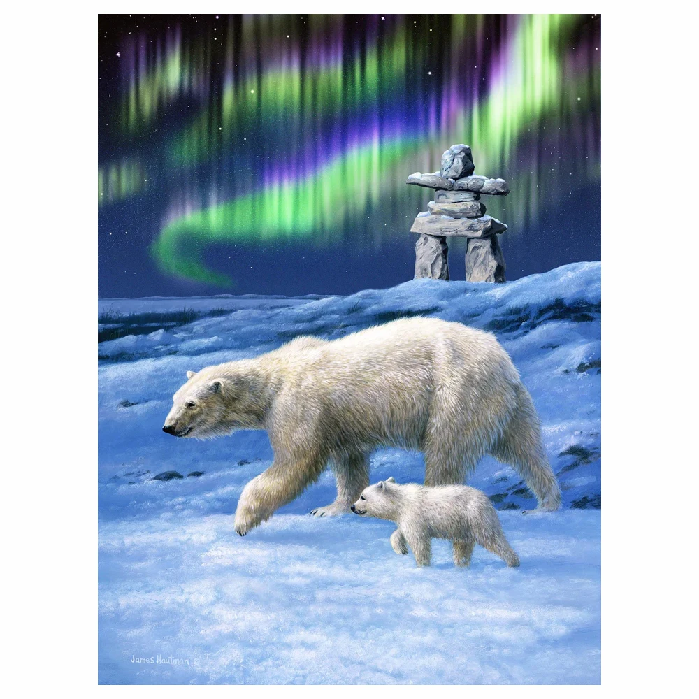 

New Diamond Painting Northern Lights Scenery Polar Bear Painting Cross Embroidery Inlaid Diamond Embroidery Artwork Decoration