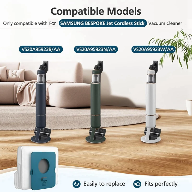 كيس غبار مكون من 12 عبوة من أكياس الغبار VCA-ADB953 للمكنسة الكهربائية Jet Cordless Stick، مقارنة بالجزء VCA-ADB953/AA